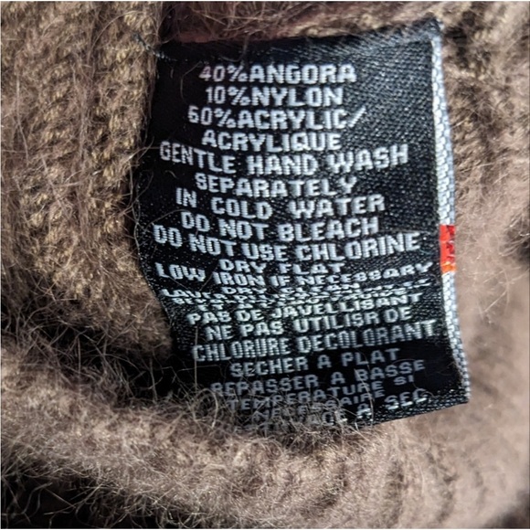 Vintage Cyc V-neck puff sleeve angora blend chocolate brown sweater - Picture 4 of 5